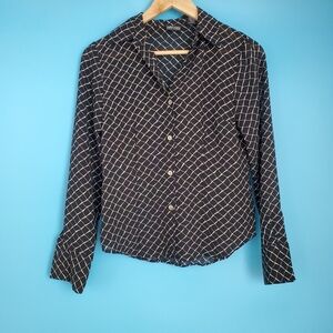 New York & Company Blouse Size XS Black Button Down